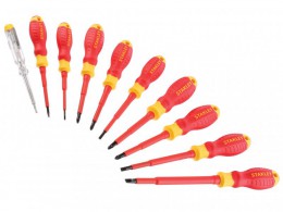 Stanley Tools FatMax VDE Insulated Phillips, Pozi & Slotted Screwdriver Set, 10 Piece £28.95